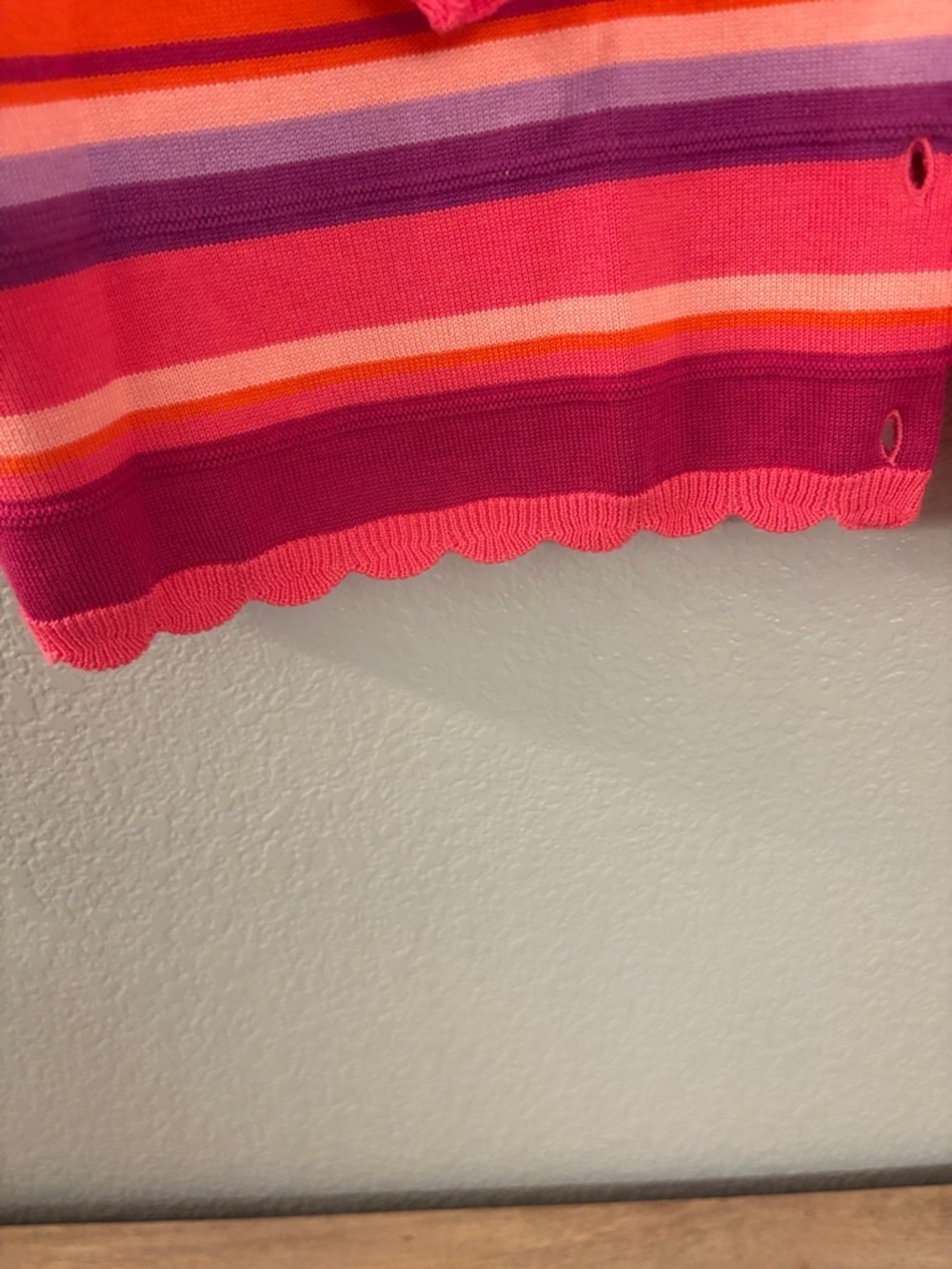Talbots Pink, Purple & Orange Striped Button-Front Top - Picture 4 of 5